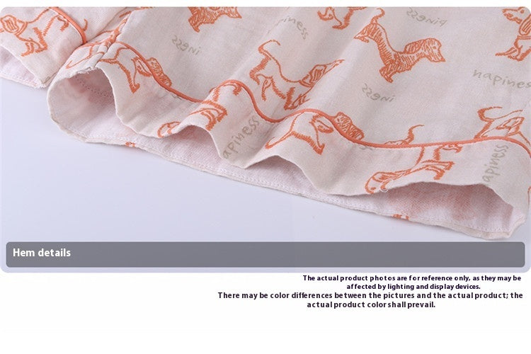 New Cute Cartoon Orange Sausage Dog Cotton Double-layer Pajamas