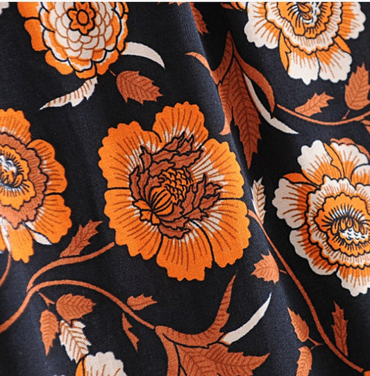 Women's New Positioning Flower Black Flower Flared Trousers