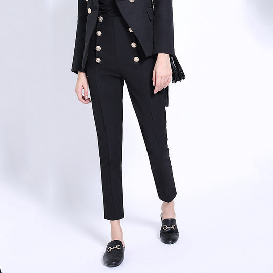 Skinny Pants Cropped Waist Slimming Black And White High Waist Slimming