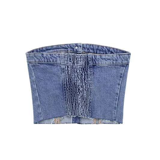 Womens Stylish Denim Tube Top