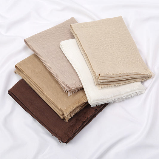 Flat Slub Cotton Solid Color Scarf Breathable Monochrome