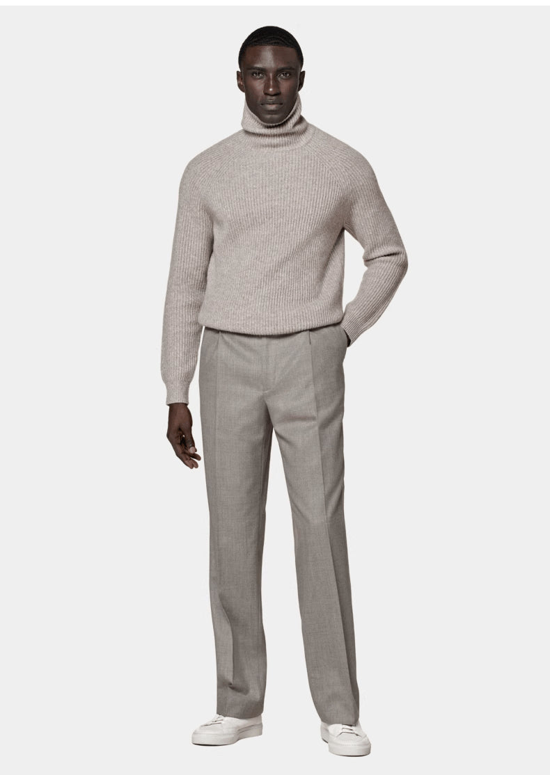 Cashmere Højhalset Striktrøje til Mænd – Moderne Pullover