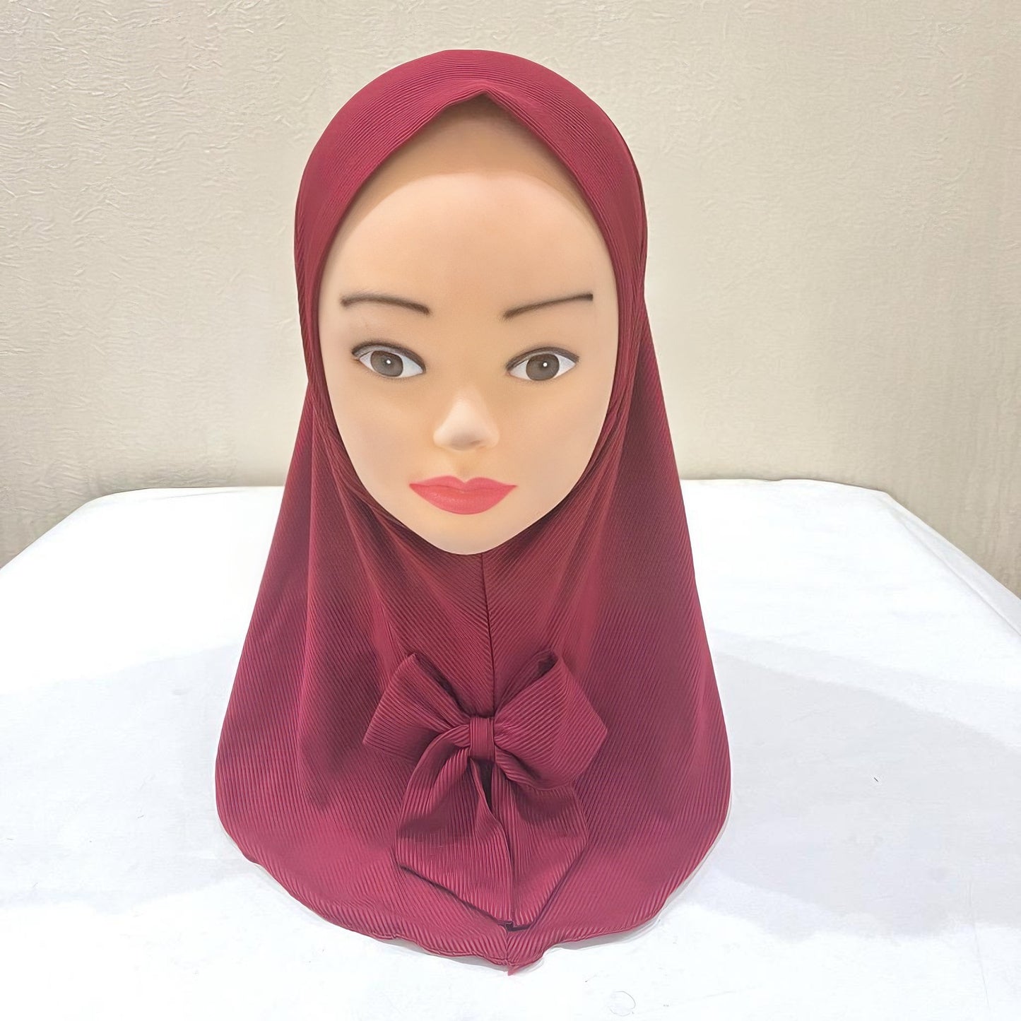 Exclusive For Cross-border 2 To 6 Years Old Little Girl Headscarf Thread Fabric Vertical Bar Sunday Hat Bow Veil