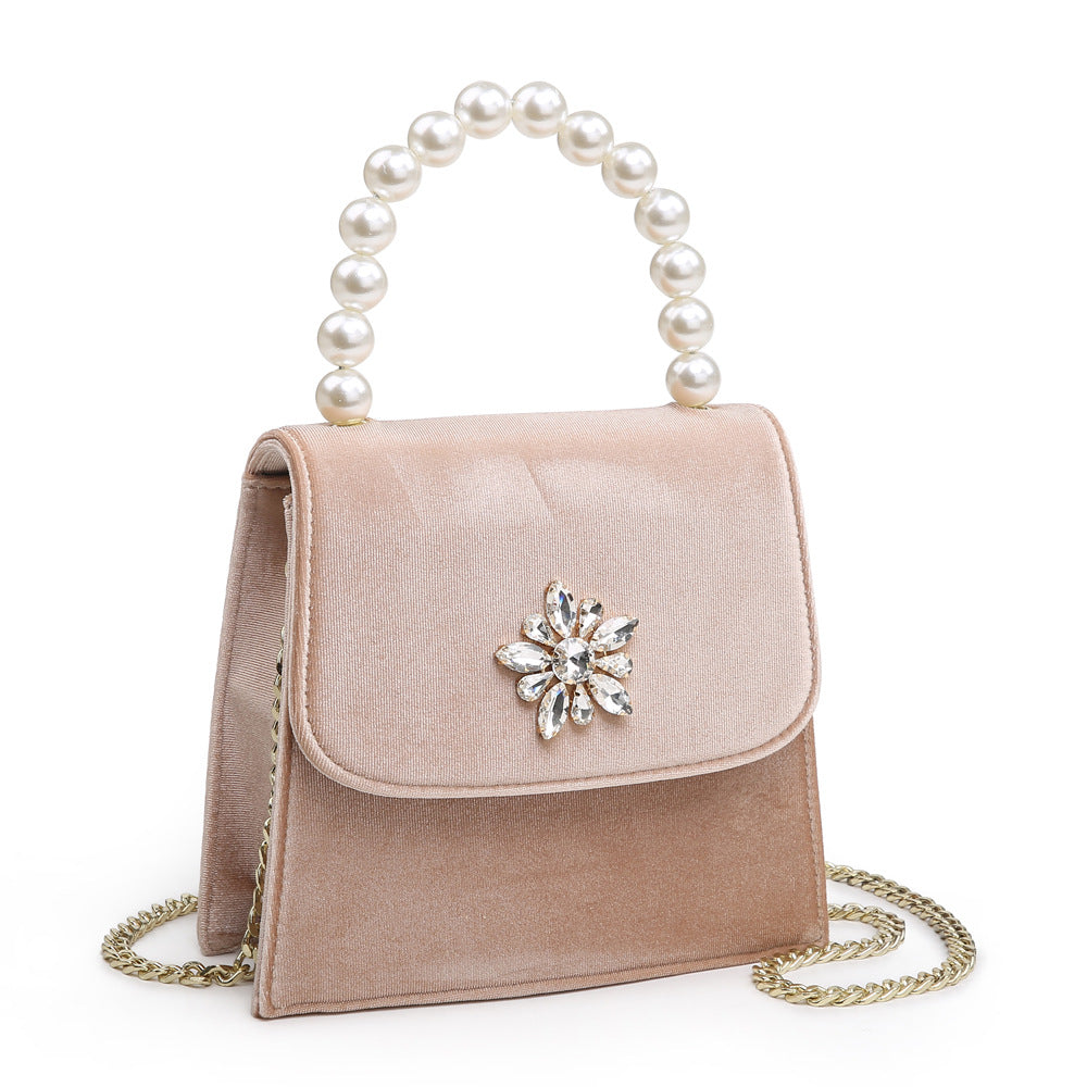Women's Velvet Small Square Chain Shoulder Messenger Bag