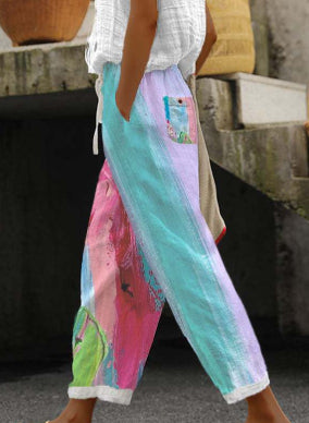 Women's Loose Striped Casual Pants With Pockets