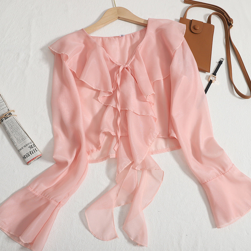 Womens Light Weight Summer Ruffled Wrap-style Shawl Or Outerwear