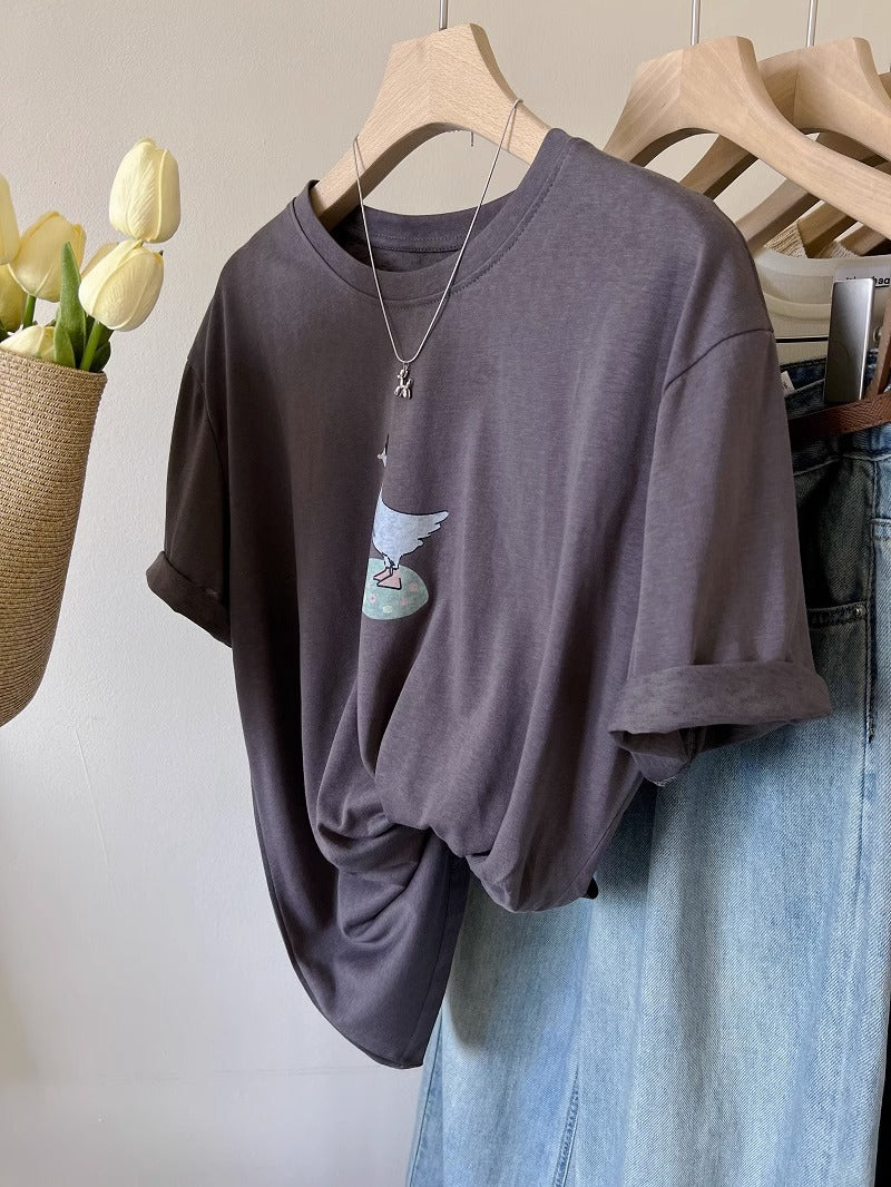 Versatile Womens Crew-neck Short-sleeve Top