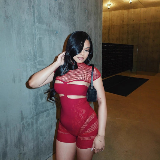 Summer New Fashion Sexy Hot Girl Hollow Out See-through Solid Color Jumpsuit