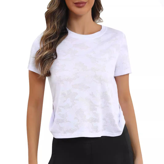 Ice Silk Short Sleeve T-shirt Women's Quick-drying Running Fitness Exercise