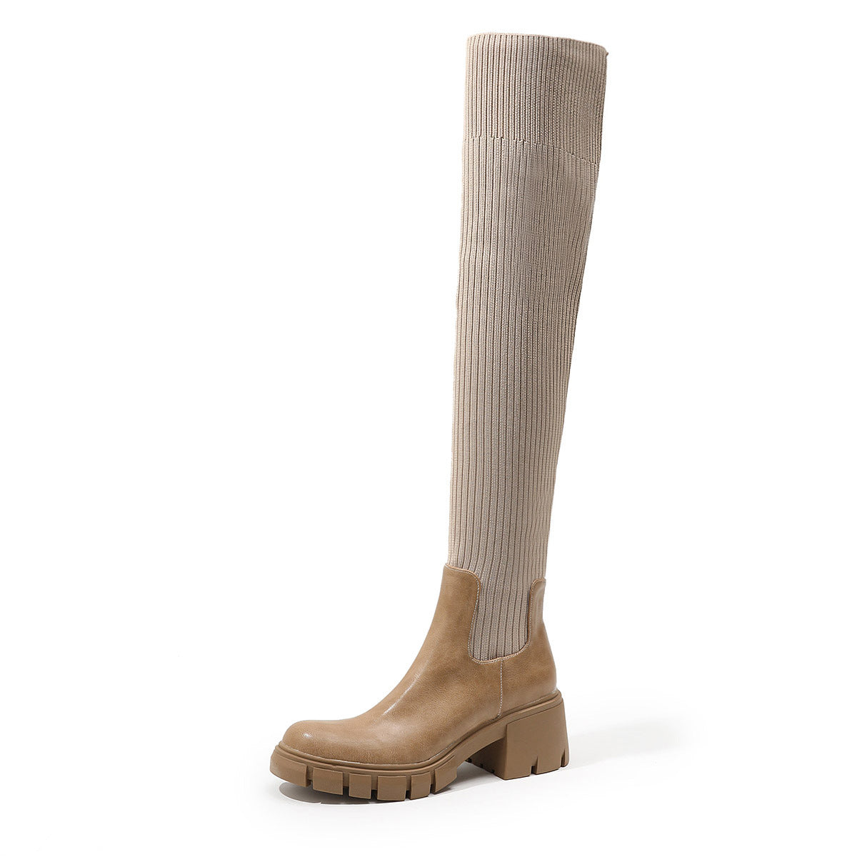 Female British Style Chunky Heel Platform Boots