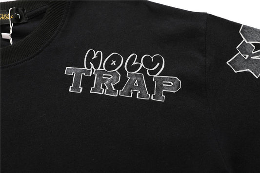 Round Neck Half Sleeve Letter Full Print Short Sleeve T-Shirt Men's