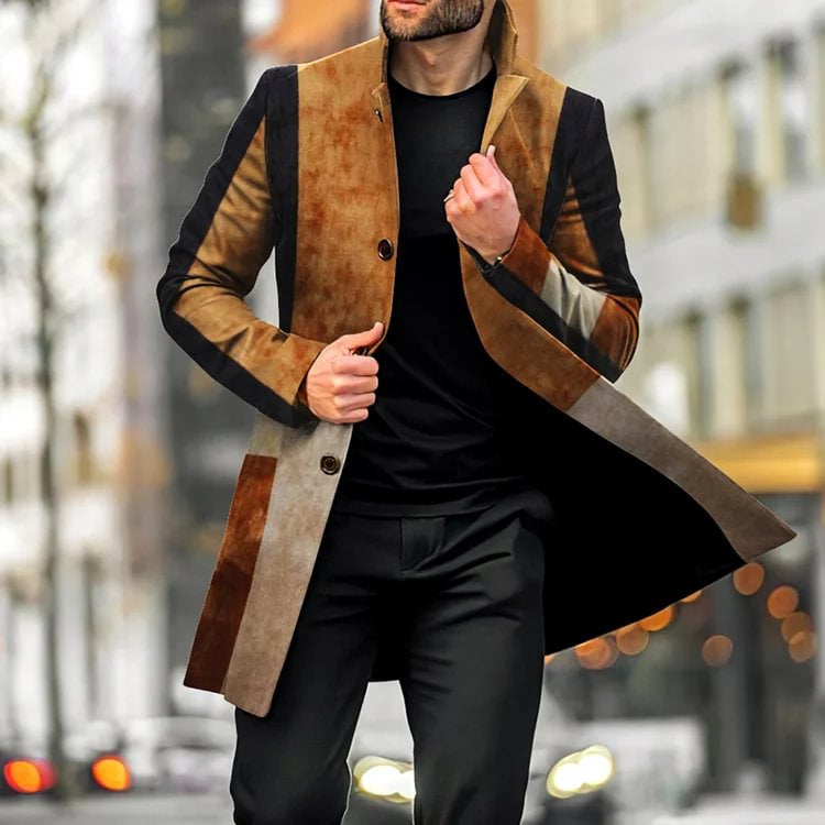 Men's Casual Woolen Mid-length Coat