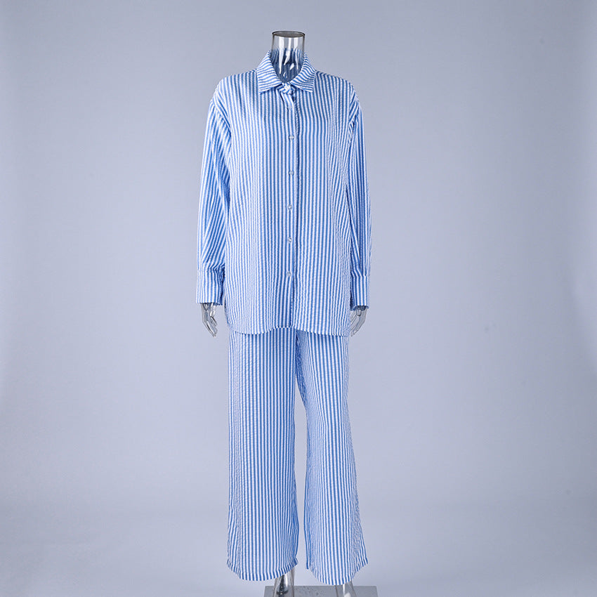 Soft Skin-friendly Womens New Striped Three-piece Set