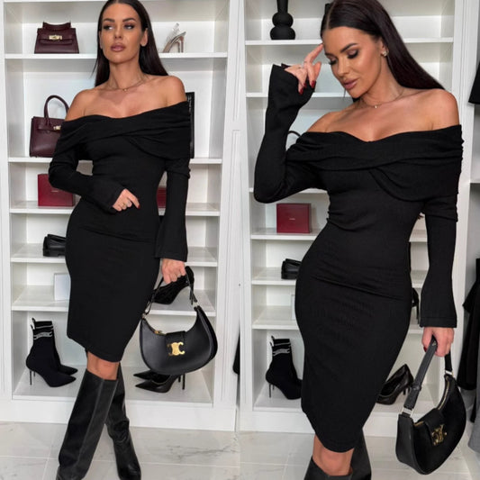 Bodycon Sexy Long-sleeve Midi Dress