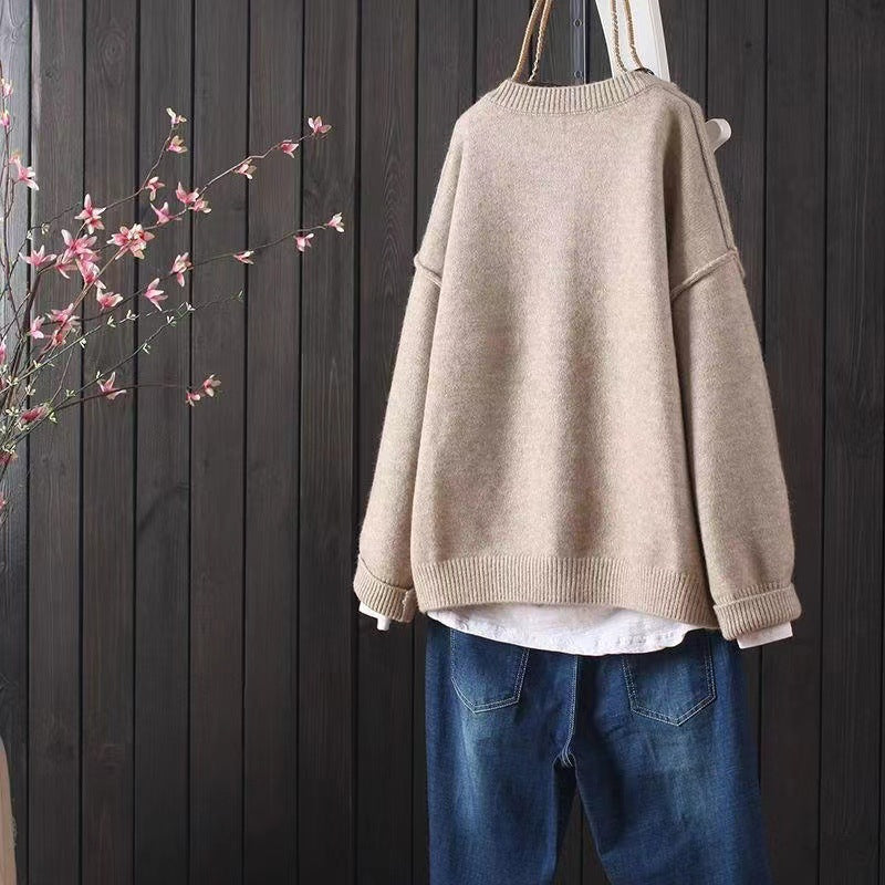 Loose Slimming Preppy Style All-match Single-breasted Knitted Cardigan Sweater
