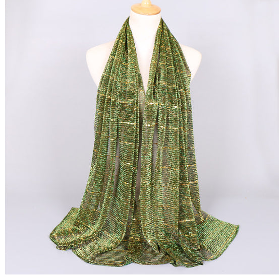 Spring And Summer Women's Bag Scarf Thin Breathable Solid Color Crumpled Panel Pressing Polyester Scarf