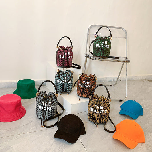Fashion Alphabet Bucket Bag Retro Portable Messenger Bag