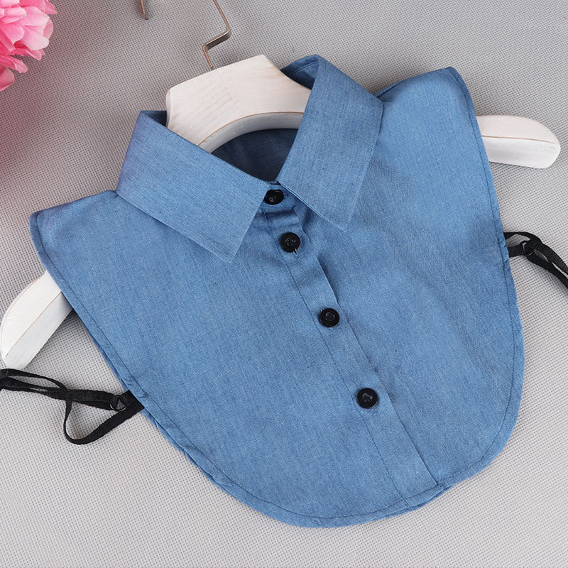 Koreansk stil efterår og vinter damebluse med løs krave, all-match firkantet krave retro denim