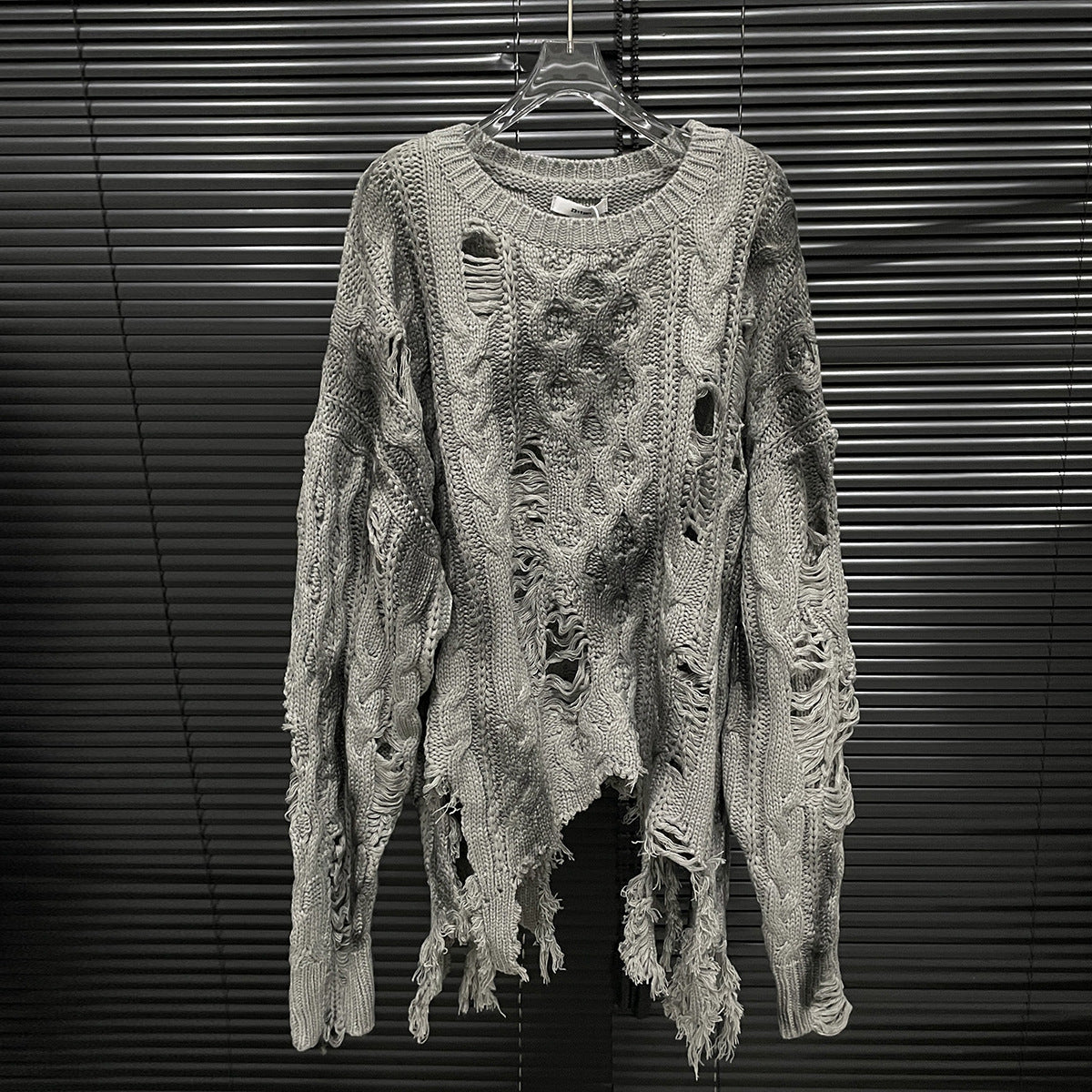 Irregular Ripped Sweater Women's Vintage Knitted Top