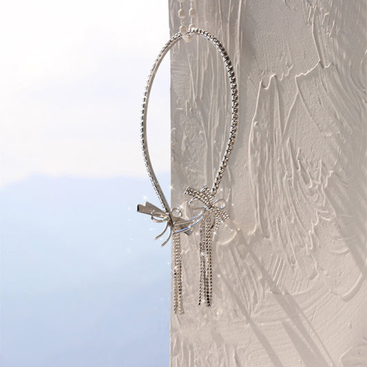 European And American Exaggerated Design Sense Diamond Bow Tassel Headband