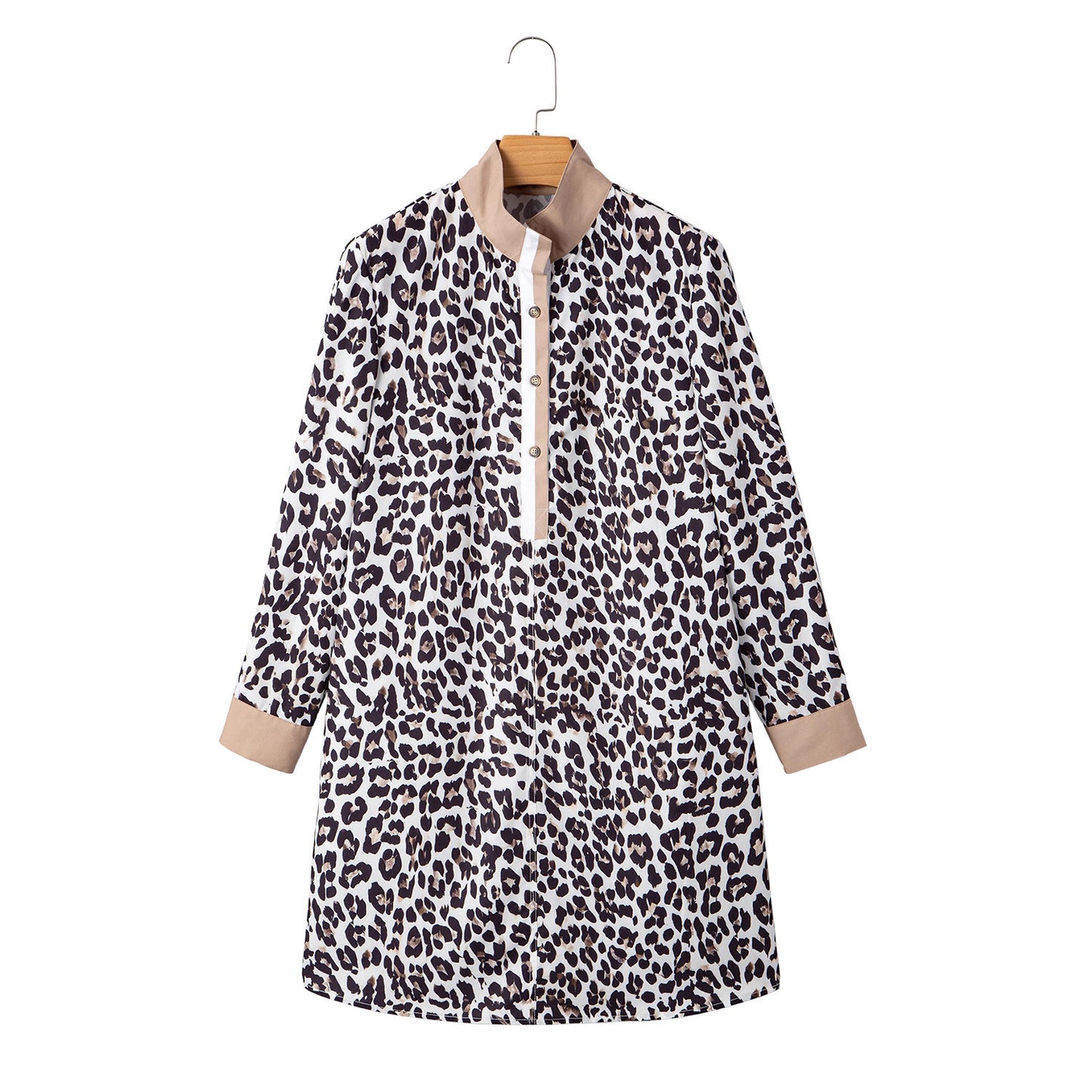 Vintage Animal-Print Long-Sleeve Dress For WomenVersatile And Easy To Style