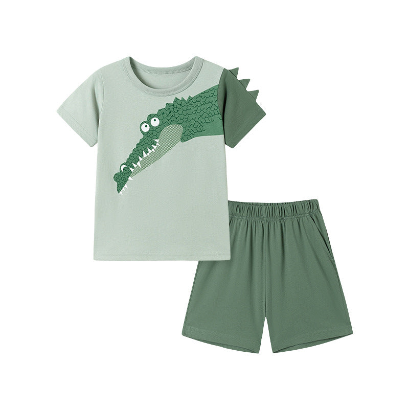 Cartoon Short-sleeve T-shirt And Shorts Childrens Clothing Set