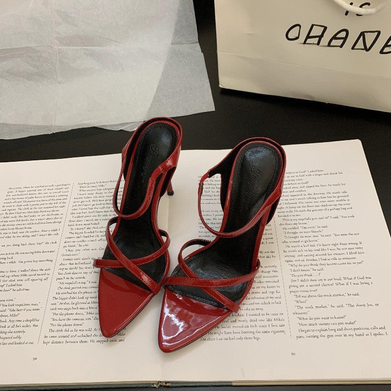 Wine Red Women's High Heels Stiletto Sandals