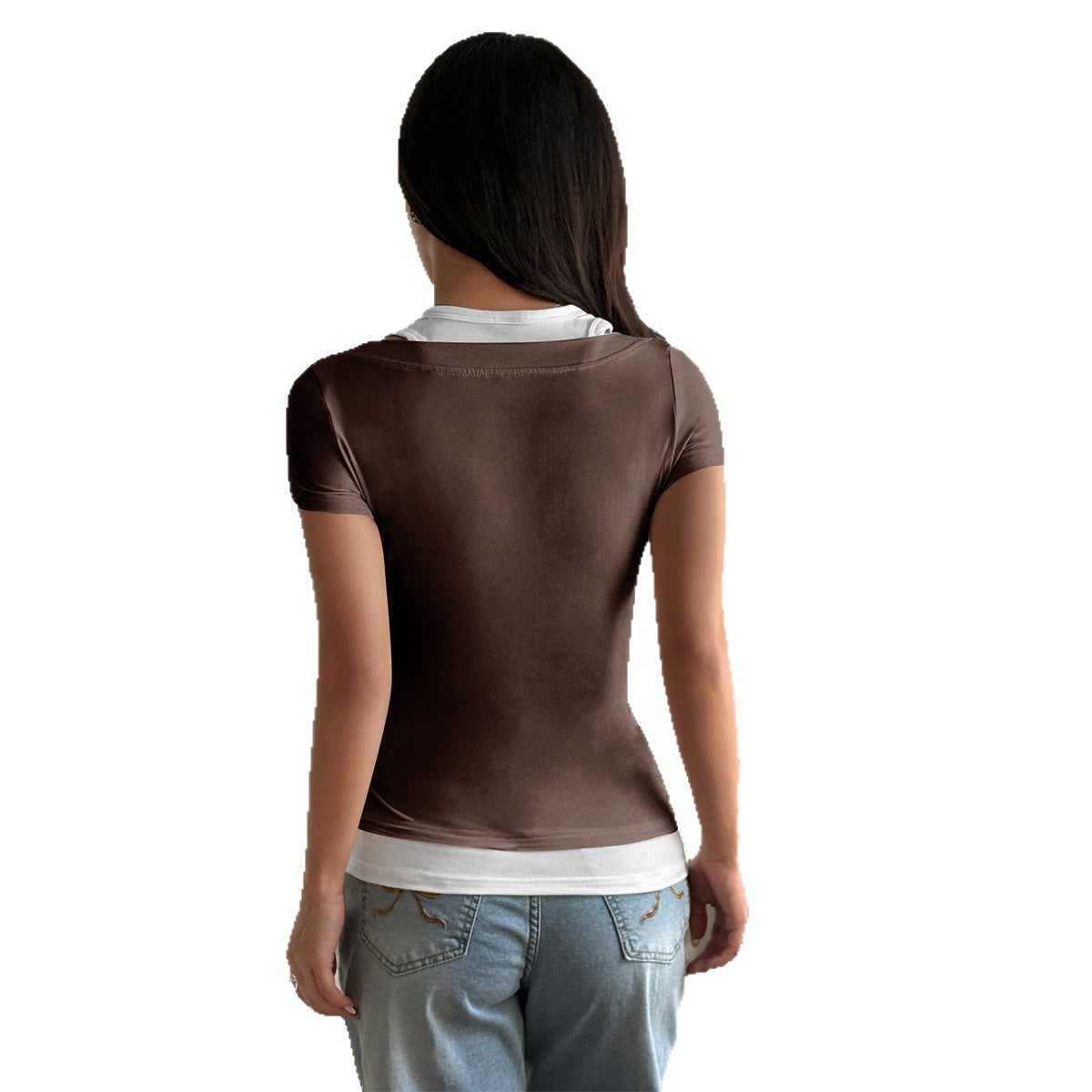 Button Slim Fit Short Sleeve Vest Women's T-shirt