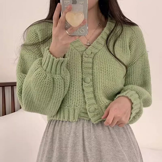 Loose Slimming Single-breasted Cardigan Top Fashion Long Sleeve
