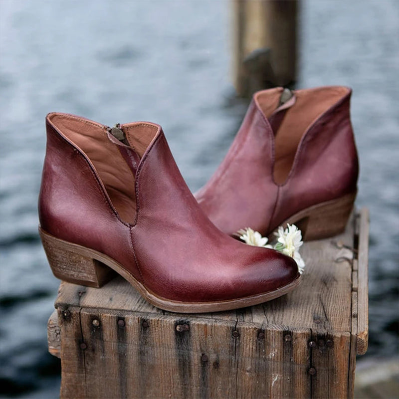 Pigskin Solid Color Mid Cut Martin Boots