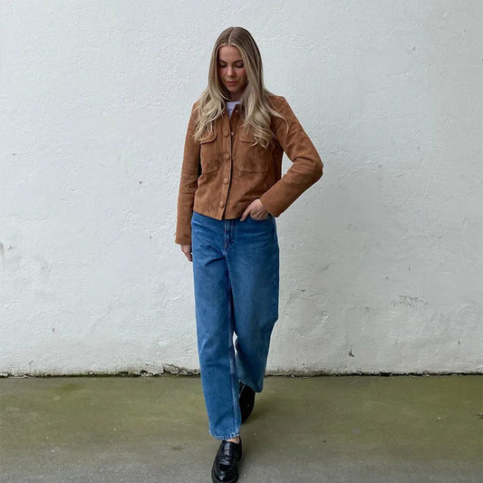 Lapel Single Breasted Vintage Long Sleeve Suede Jacket