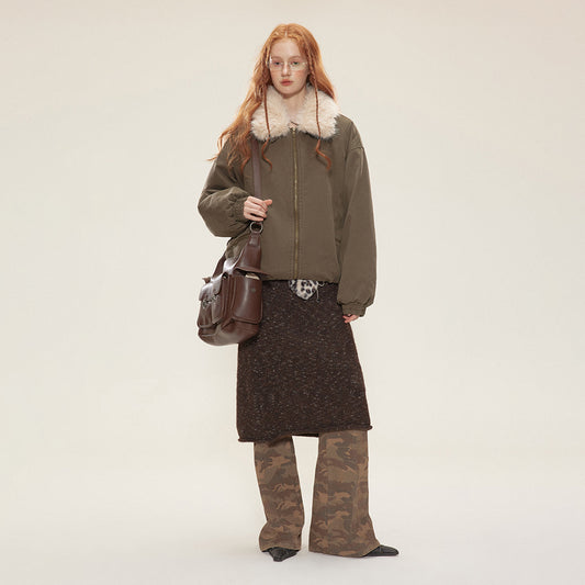 New Winter Cotton Dress Coat Detachable Fur Collar