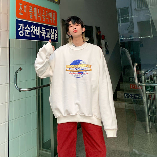 Men's trend in loose sweater, long sleeve spring style