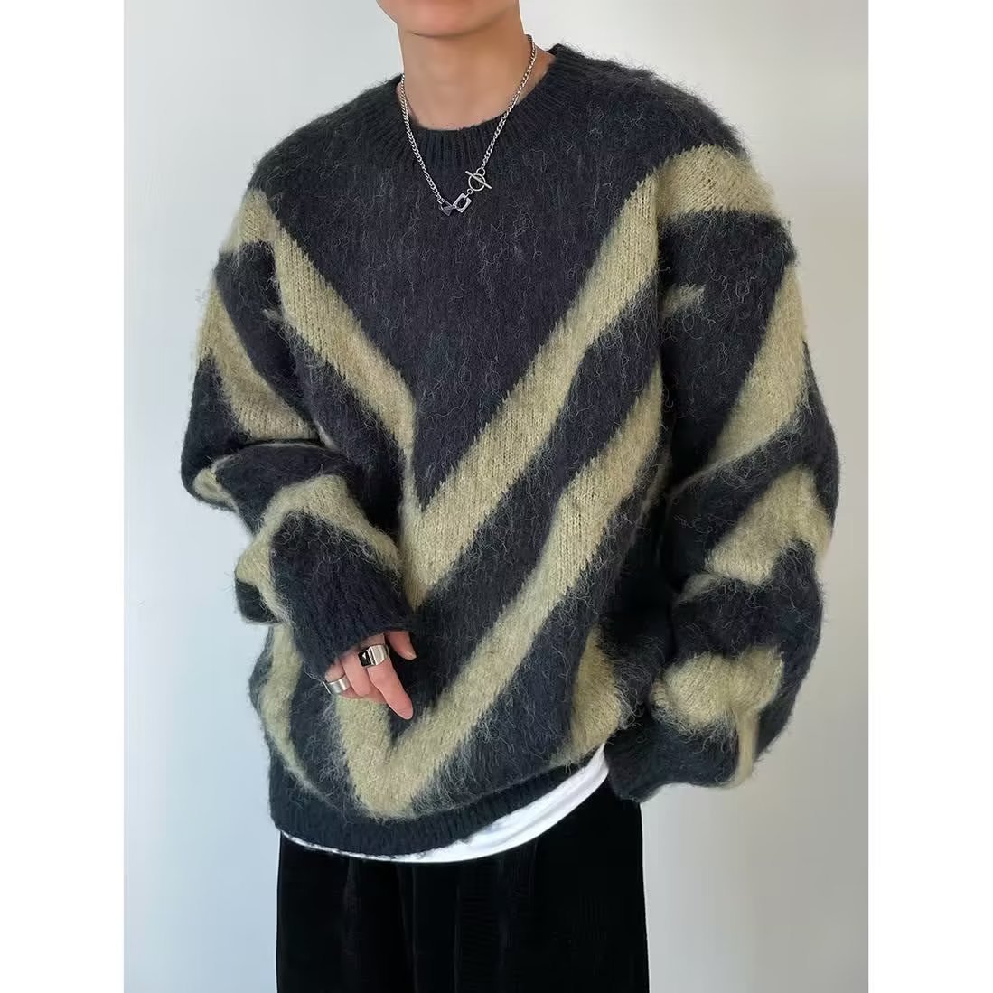 Loose And Lazy Style Warm Winter Stand Collar Lamb Wool Cotton-padded Jacket Men