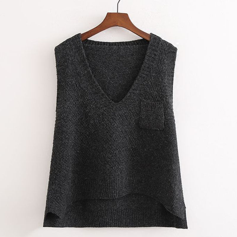 Women's Knitted Vest Spring And Autumn Plus Size Sleeveless Sweater Waistcoat Tops Outerwear Waistcoat