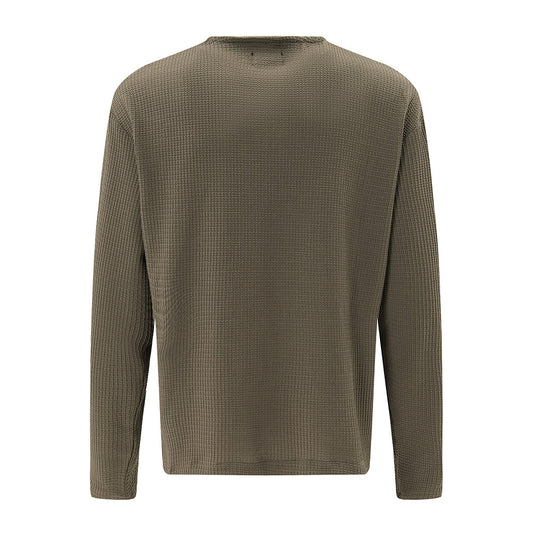 American Style Street Fashion Solid Color Stitching Edging Knitwear Long Sleeve