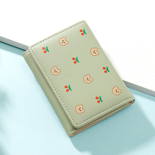 Short Wallet Cute Bear Cherry Mini