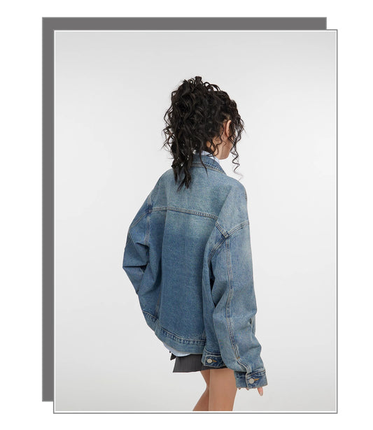 Retro Blue Denim Coat Women's Loose