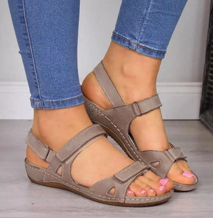 Retro Velcro Plus Size Non-slip Flat Sandals