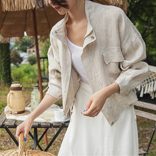 Utility Stand Collar Large Pocket Oversized Jacket Top