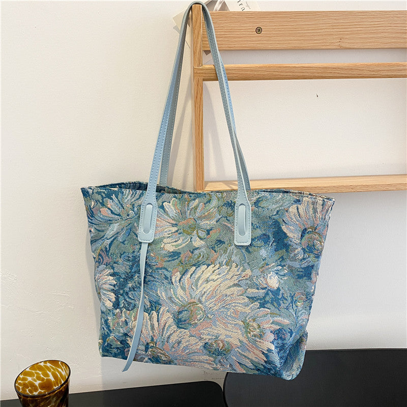 Korean Version Of The Oil Painting Graffiti Bucket Bag Ethnic Style