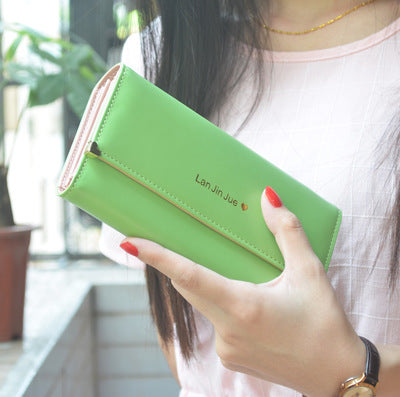 Tri-fold women's long wallet