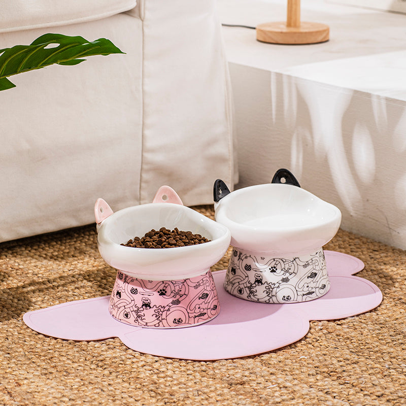 Cat Bowl High Feet Ceramic Anti-Overturn Protection Cervical Spine