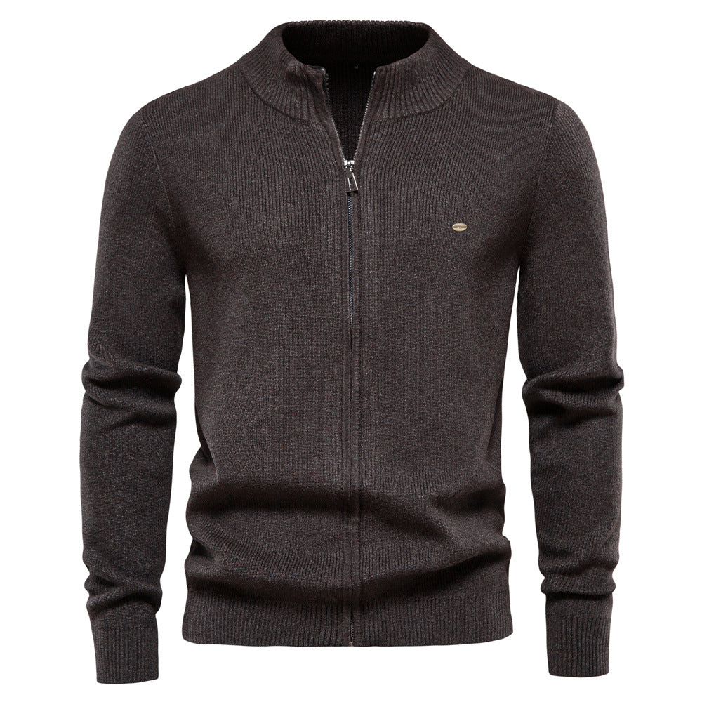 Men's Zipper Solid Color Sweater