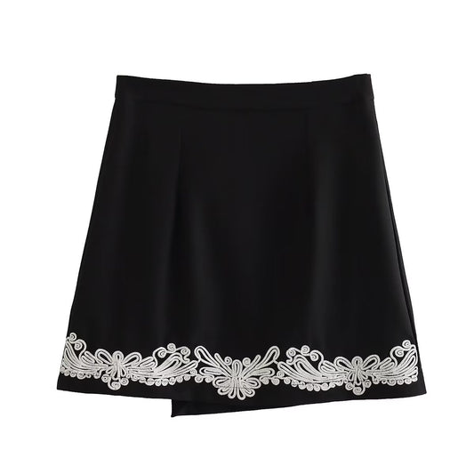 Embroidered Tied Top Sheath Skirt Suit
