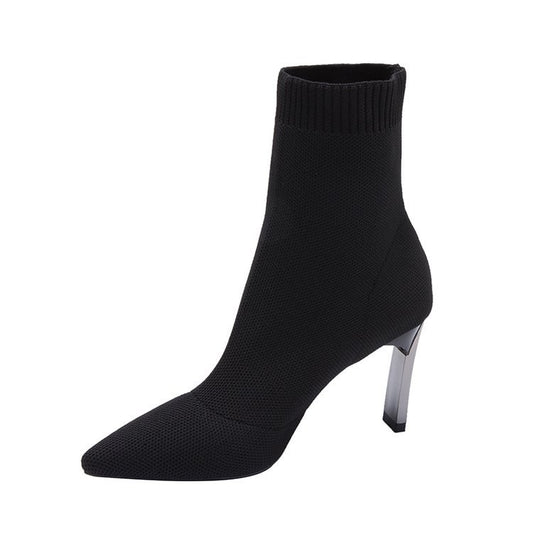 Knitted thick-heeled high-heeled socks
