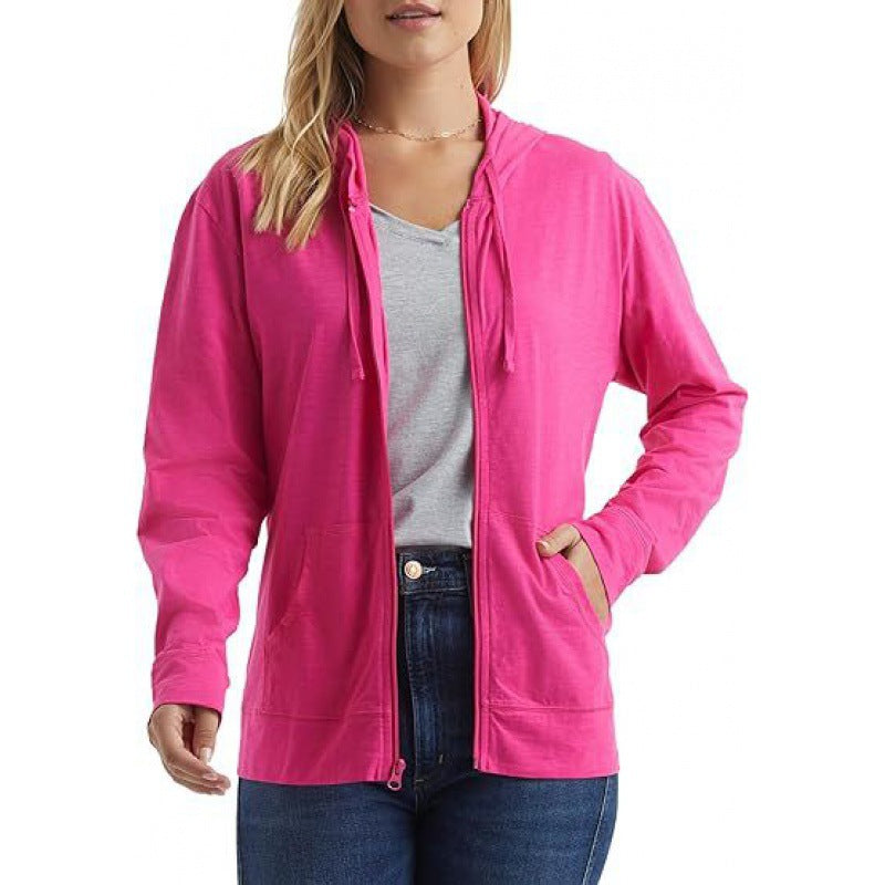 Sports Top Pullover Solid Color Hoodie