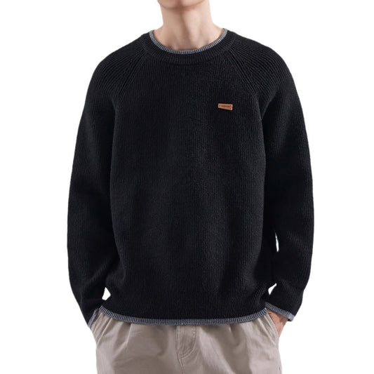 Mens Loose Fit Raglan Knitted Sweater For FallWinter