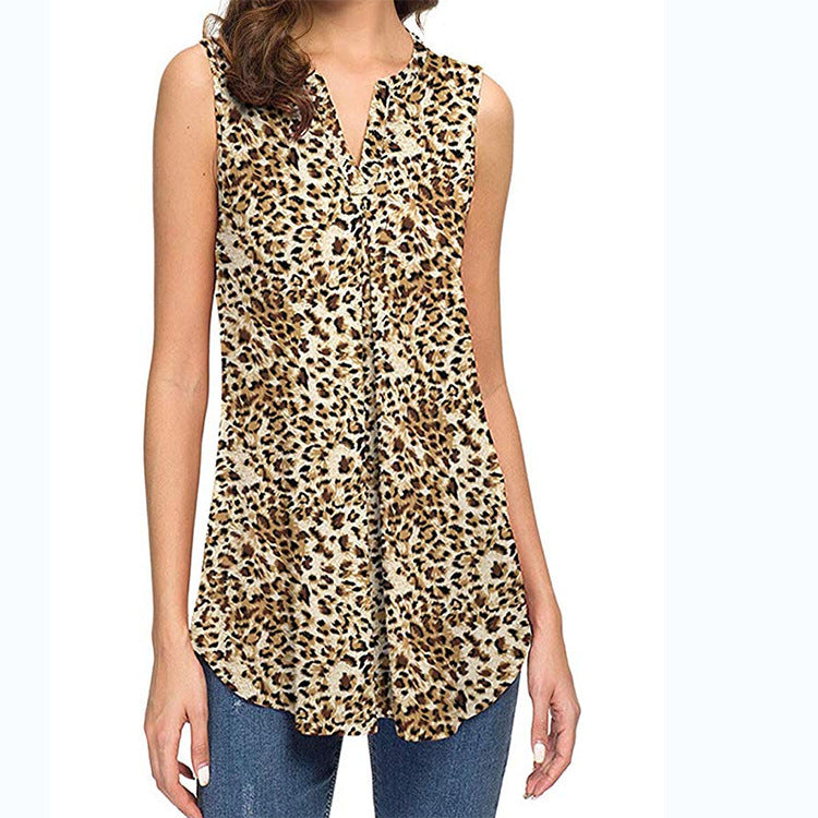 European And American Style New Printed V-neck Sleeveless Vest