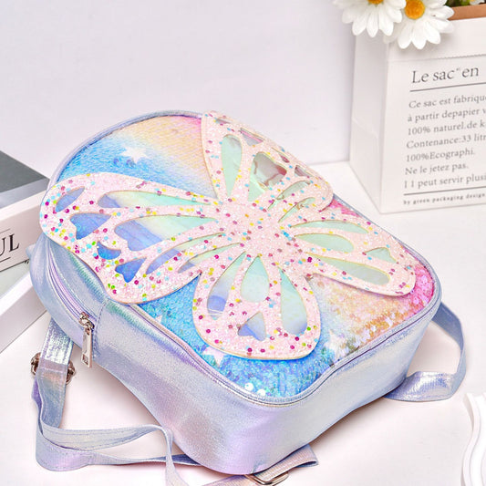 Sequined Children's Trendy Backpack Butterfly Wings Schoolbag